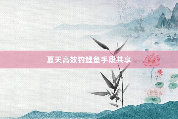 夏天高效钓鲤鱼手段共享